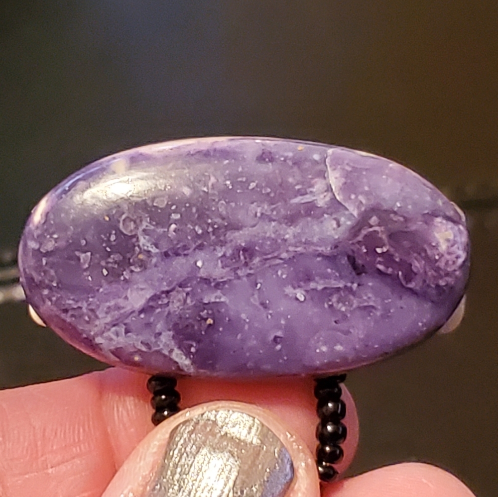 Rare charoite gemstone cabochon magnetic badge hol